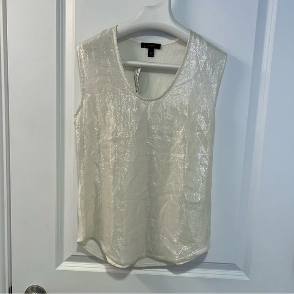 J. Crew Silk  Metallic-front tank in Ivory size XXS - Picture 3 of 9